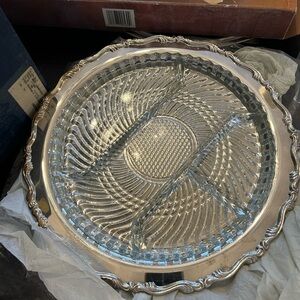 Silver Tray with Glass Divided Insert